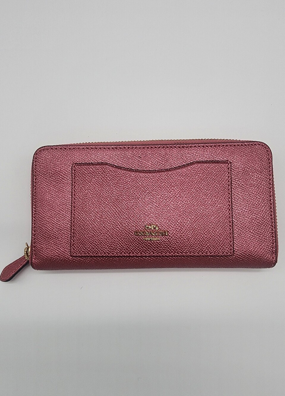 ✨ NWT Coach Accordion Zip Wallet — Metallic Antique Blush ✨